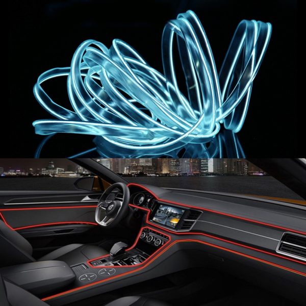 Banda auto Led decorativa interior 4m (Lumina albastra de gheata)