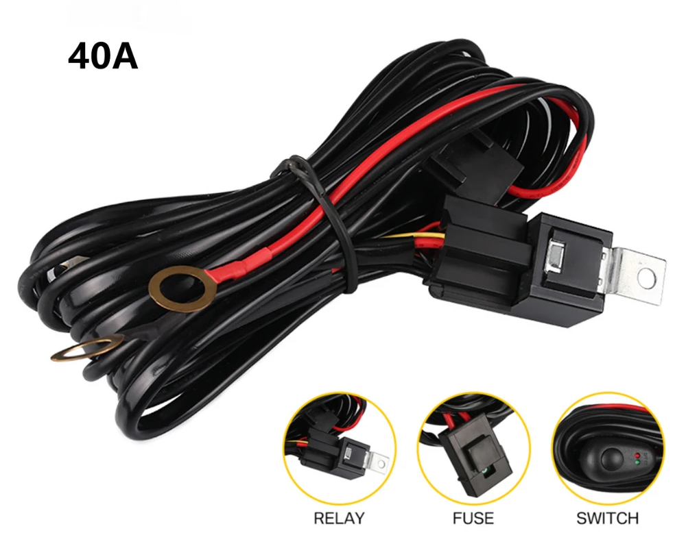 Cablaj auto cu LED-uri, releu 40A, comutator impermeabil pornit-oprit