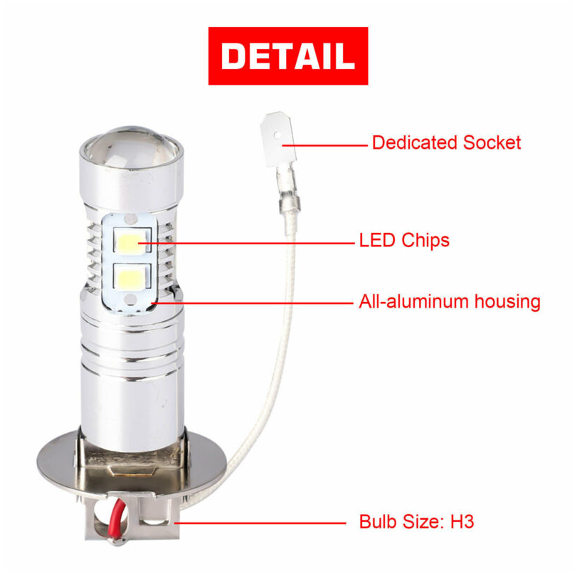 Bec H3 LED 1000LM lumini de ceata 10 SMD Mini